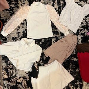 SHEIN White and Cream Kids Blouses
